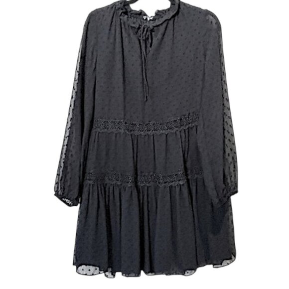 Aqua Dresses & Skirts - Aqua Swiss Dot Tiered Chiffon Dress Black Size Large
